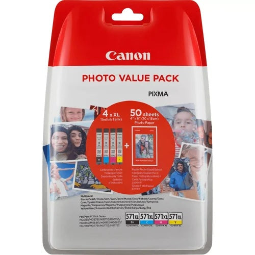 Canon CLI-571 High Capacity Black/Cyan/Magenta/Yellow Ink Cartridge 11ml Multipack