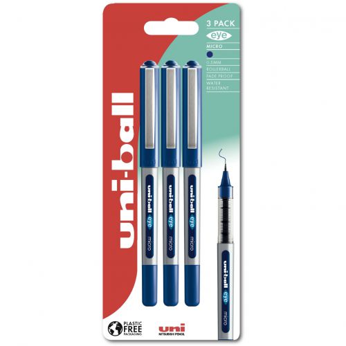 Uni-ball EYE Micro Rollerball Pen 0.5mm Bue (3pk)