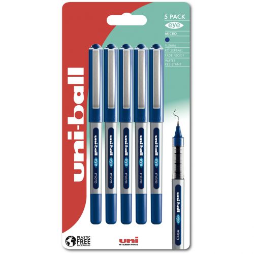 Uni-ball EYE Micro Rollerball Pen 0.5mm Bue (5pk)