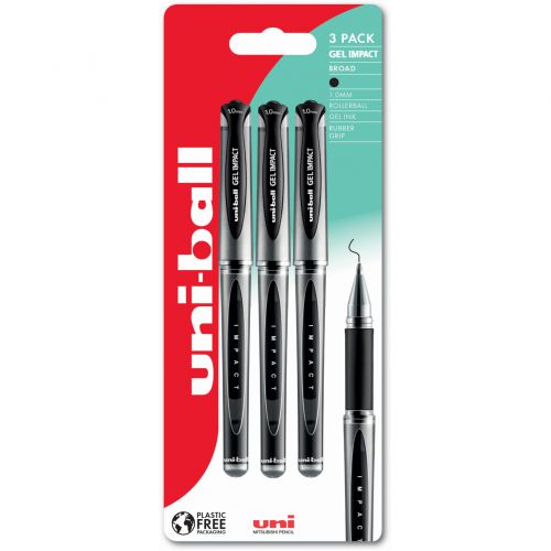 Uni-ball Signo Gel Impact Rollerball Pen 1.0mm Black (3pk)