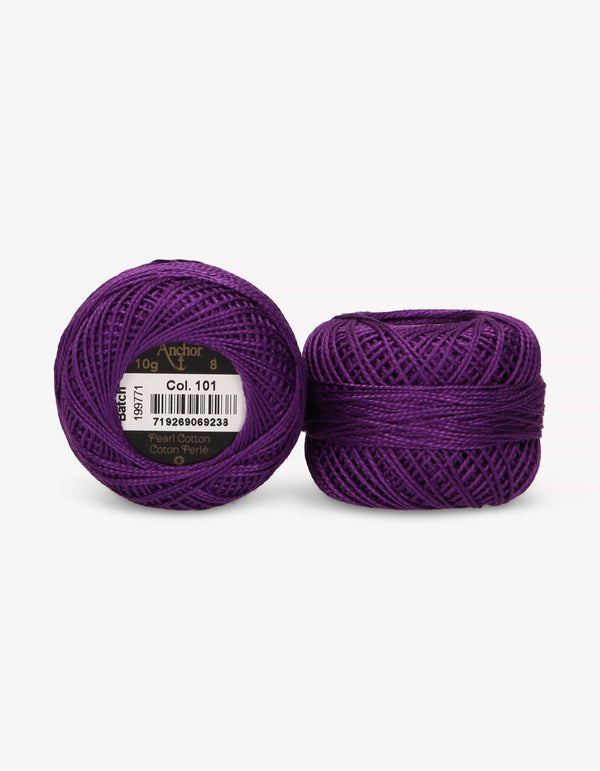 Anchor Pearl Cotton 8 Embroidery Thread 10g Ball - Purple (0101)