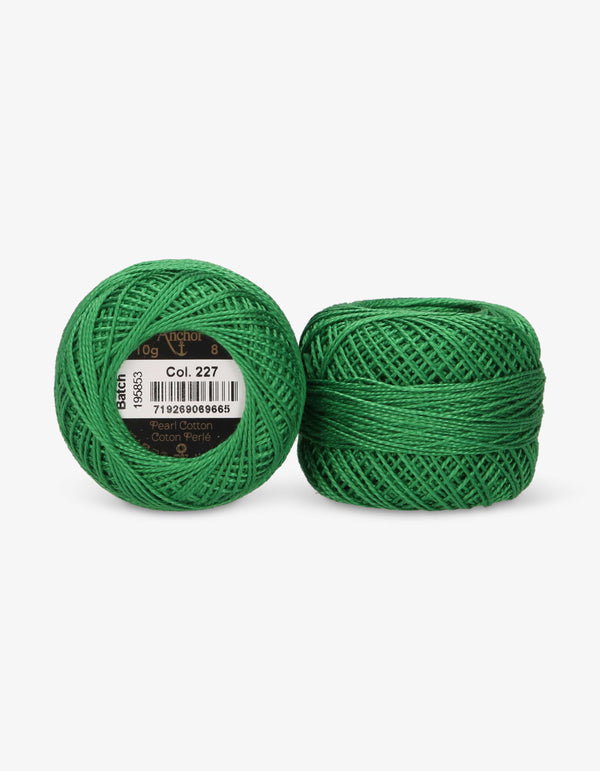 Anchor Pearl Cotton 8 Embroidery Thread 10g Ball - Green (0227)