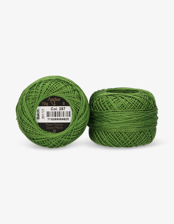 Anchor Pearl Cotton 8 Embroidery Thread 10g Ball - Green (0257)