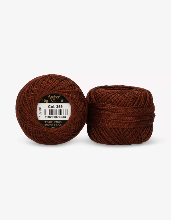 Anchor Pearl Cotton 8 Embroidery Thread 10g Ball - Brown (0360)