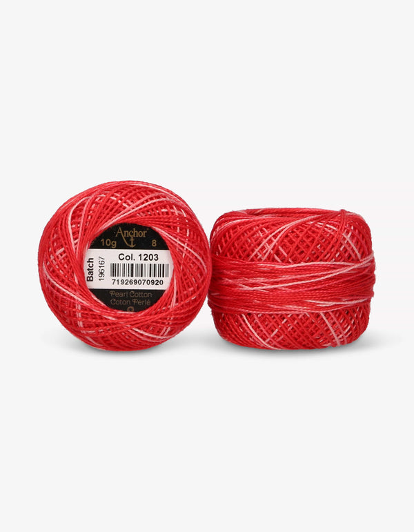 Anchor Pearl Cotton 8 Embroidery Thread 10g Ball - Red (1203)