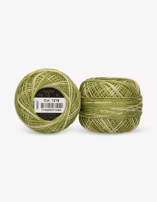 Anchor Pearl Cotton 8 Embroidery Thread 10g Ball - Green (1216)