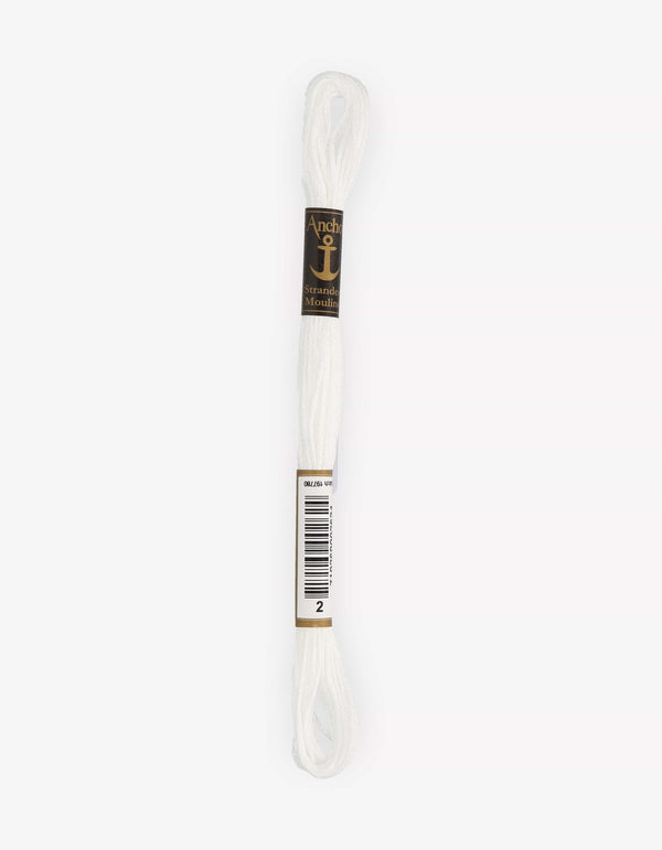 Anchor Mouline Stranded Cotton Embroidery Thread 8m - White (0002)