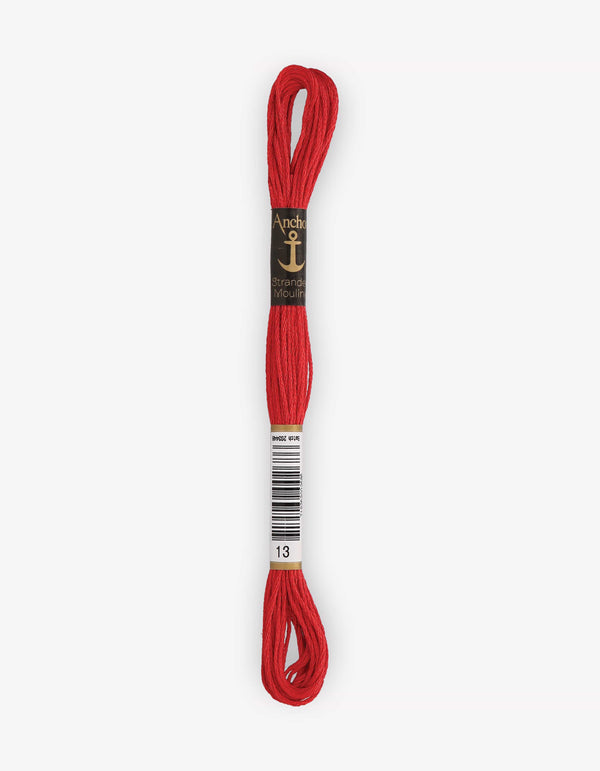 Anchor Mouline Stranded Cotton Embroidery Thread 8m - Red (0013)