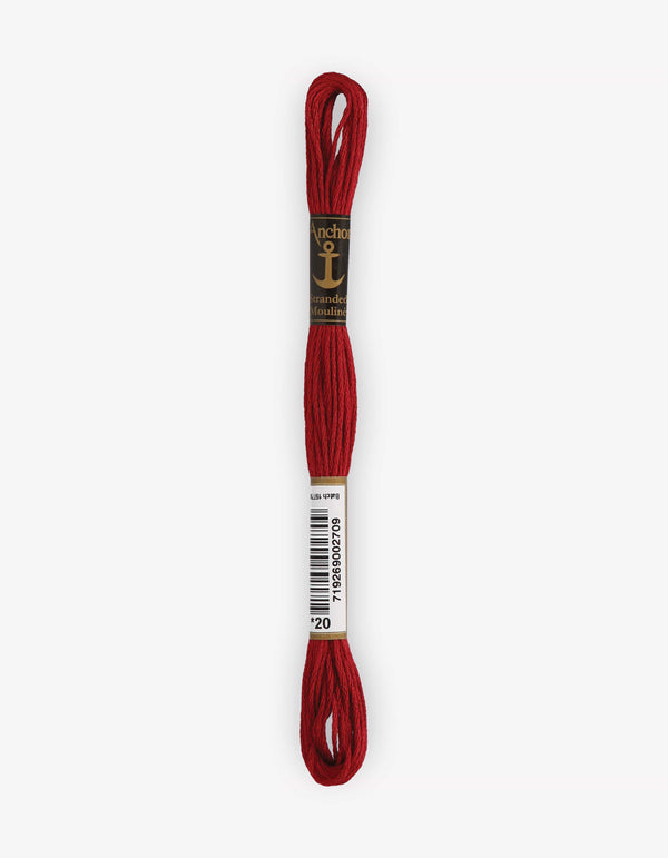 Anchor Mouline Stranded Cotton Embroidery Thread 8m - Red (0020)
