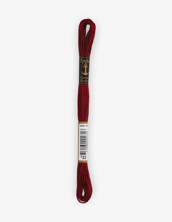 Anchor Mouline Stranded Cotton Embroidery Thread 8m - Red (0022)