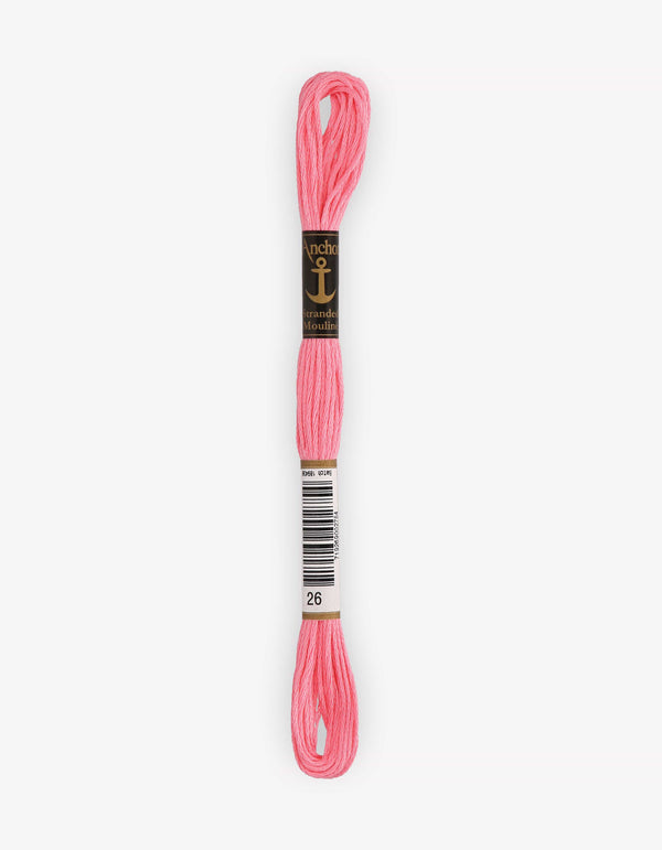 Anchor Mouline Stranded Cotton Embroidery Thread 8m - Pink (0026)