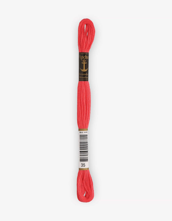 Anchor Mouline Stranded Cotton Embroidery Thread 8m - Red (0035)