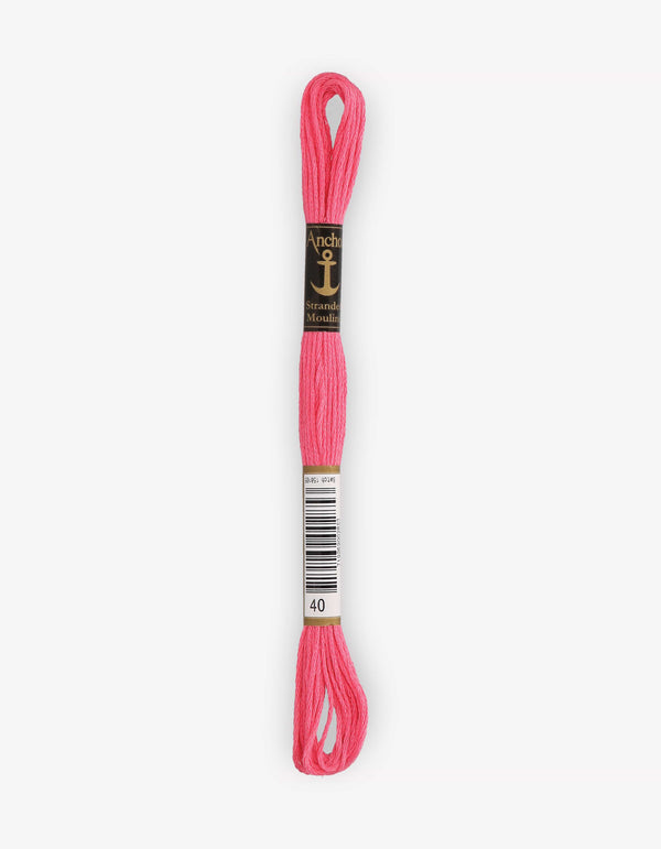 Anchor Mouline Stranded Cotton Embroidery Thread 8m - Pink (0040)