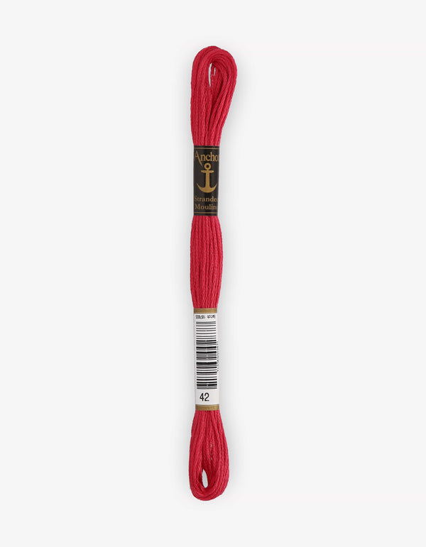 Anchor Mouline Stranded Cotton Embroidery Thread 8m - Red (0042)
