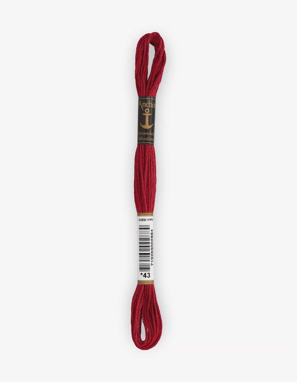 Anchor Mouline Stranded Cotton Embroidery Thread 8m - Red (0043)