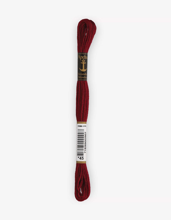 Anchor Mouline Stranded Cotton Embroidery Thread 8m - Red (0045)