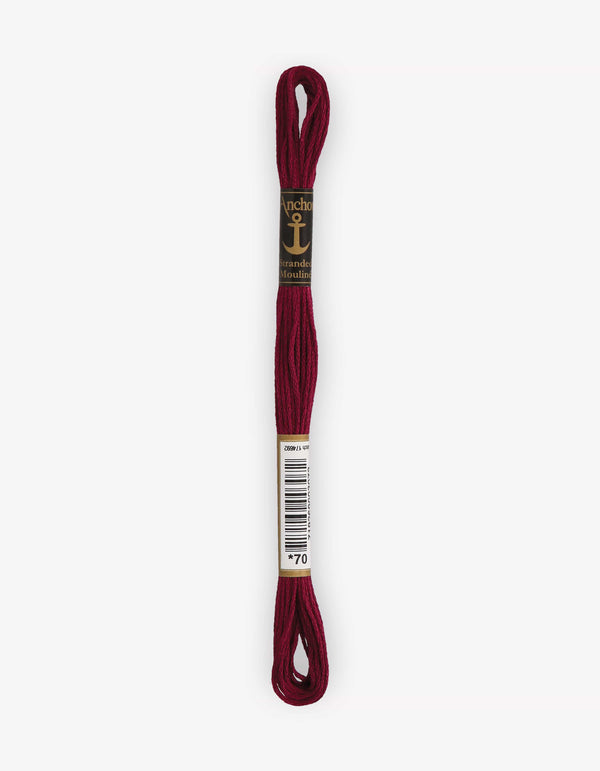 Anchor Mouline Stranded Cotton Embroidery Thread 8m - Red (0070)