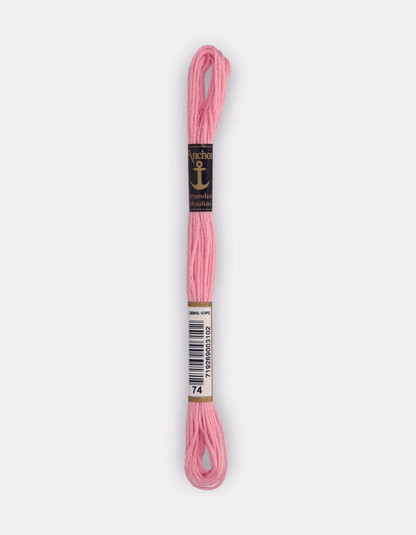 Anchor Mouline Stranded Cotton Embroidery Thread 8m - Pink (0074)