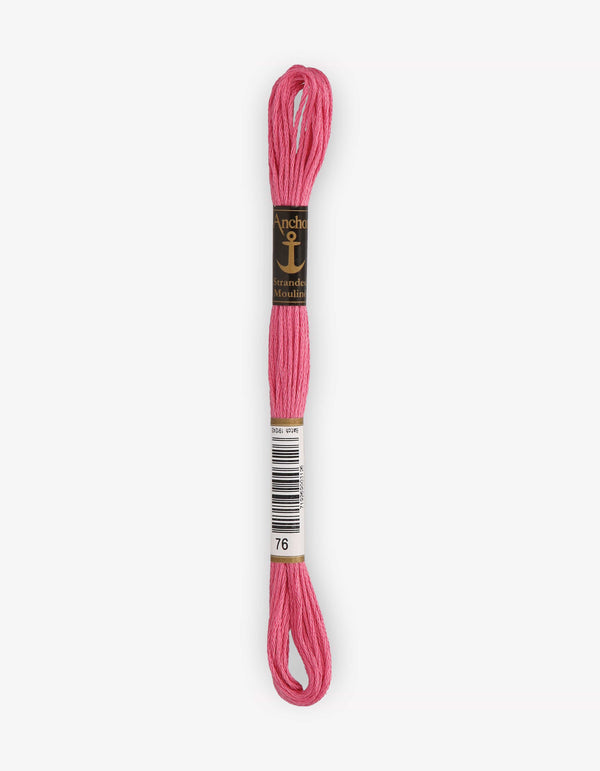 Anchor Mouline Stranded Cotton Embroidery Thread 8m - Pink (0076)