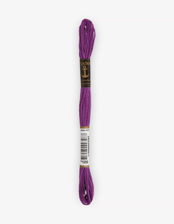 Anchor Mouline Stranded Cotton Embroidery Thread 8m - Purple (0100)