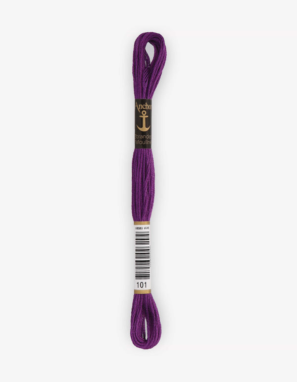 Anchor Mouline Stranded Cotton Embroidery Thread 8m - Purple (0101)