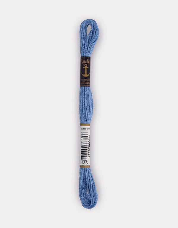 Anchor Mouline Stranded Cotton Embroidery Thread 8m - Blue (0136)
