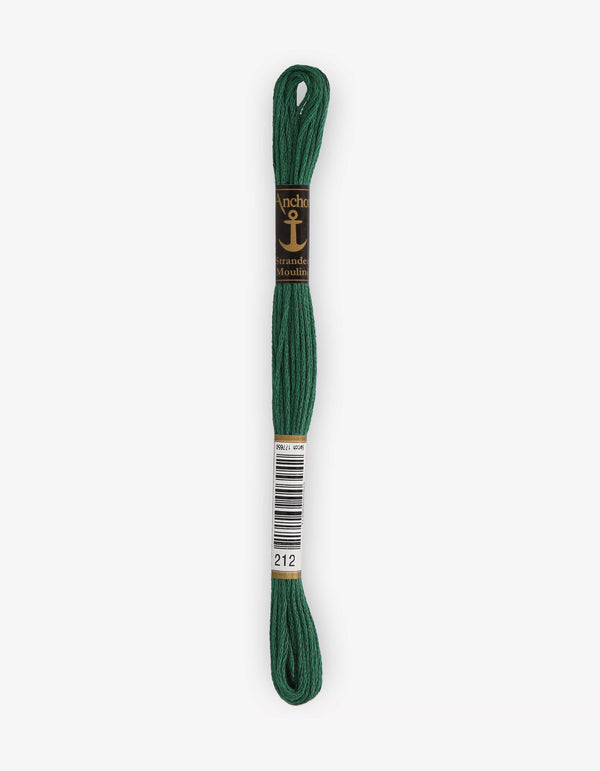 Anchor Mouline Stranded Cotton Embroidery Thread 8m - Green (0212)