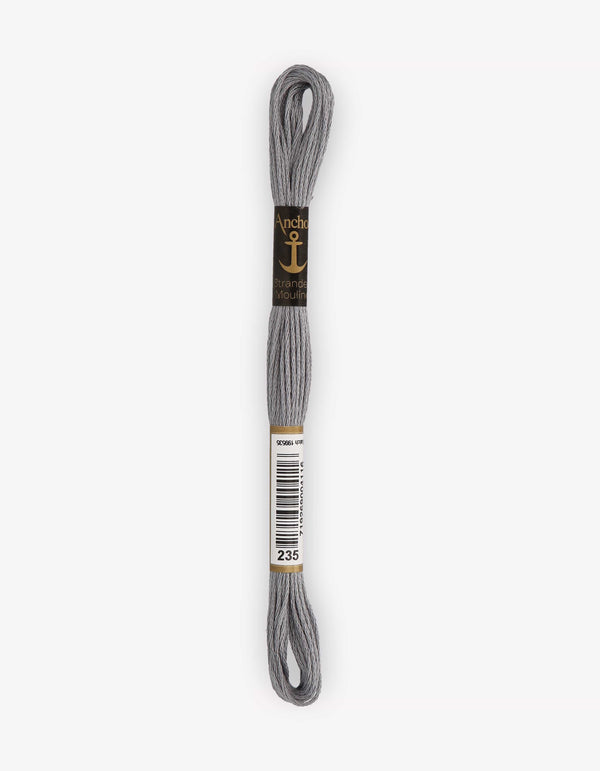Anchor Mouline Stranded Cotton Embroidery Thread 8m - Grey (0235)