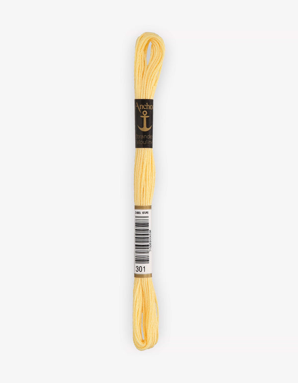 Anchor Mouline Stranded Cotton Embroidery Thread 8m - Yellow (0301)
