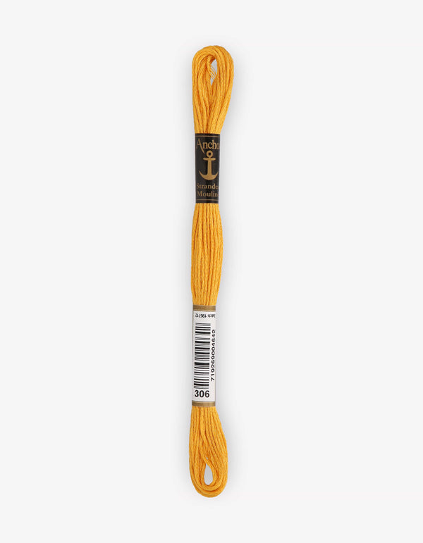 Anchor Mouline Stranded Cotton Embroidery Thread 8m - Yellow (0306)