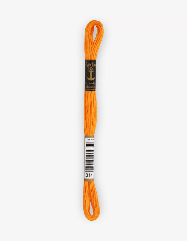 Anchor Mouline Stranded Cotton Embroidery Thread 8m - Orange (0314)