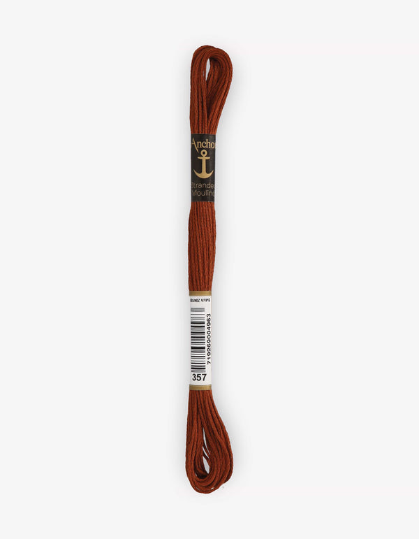 Anchor Mouline Stranded Cotton Embroidery Thread 8m - Brown (0357)
