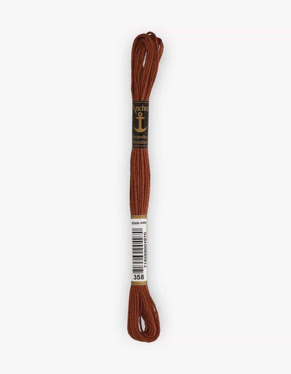 Anchor Mouline Stranded Cotton Embroidery Thread 8m - Brown (0358)
