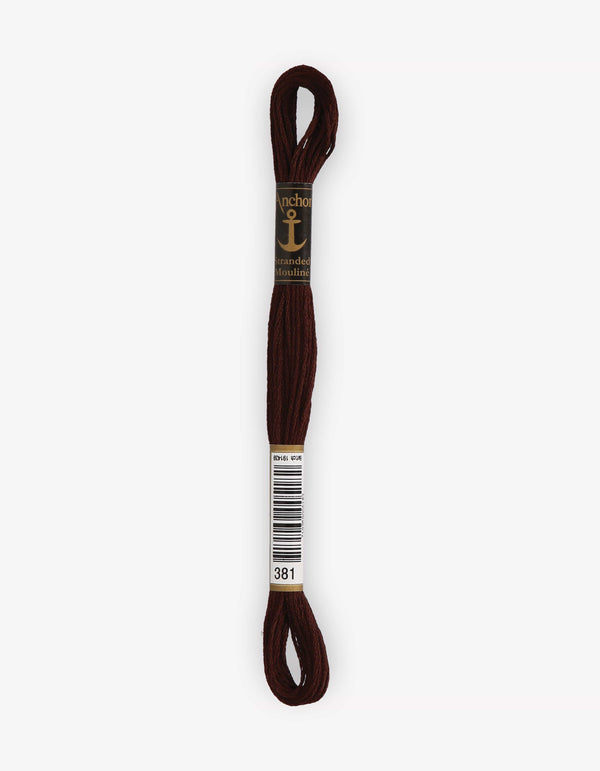 Anchor Mouline Stranded Cotton Embroidery Thread 8m - Brown (0381)