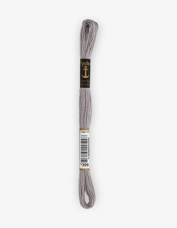 Anchor Mouline Stranded Cotton Embroidery Thread 8m - Grey (0399)