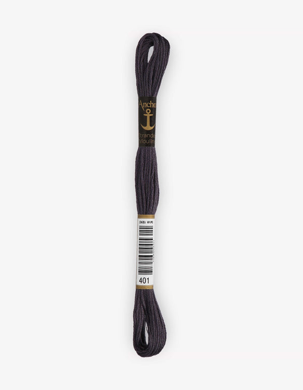 Anchor Mouline Stranded Cotton Embroidery Thread 8m - Grey (0401)