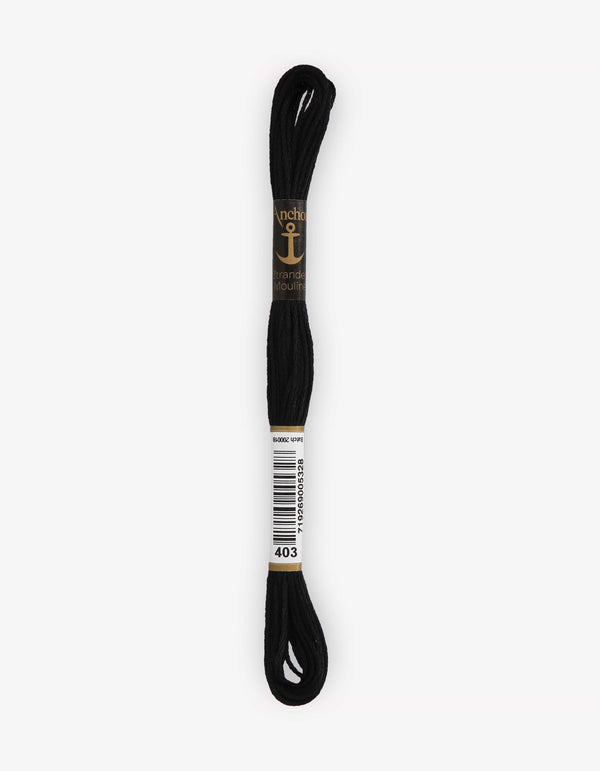 Anchor Mouline Stranded Cotton Embroidery Thread 8m - Black (0403)