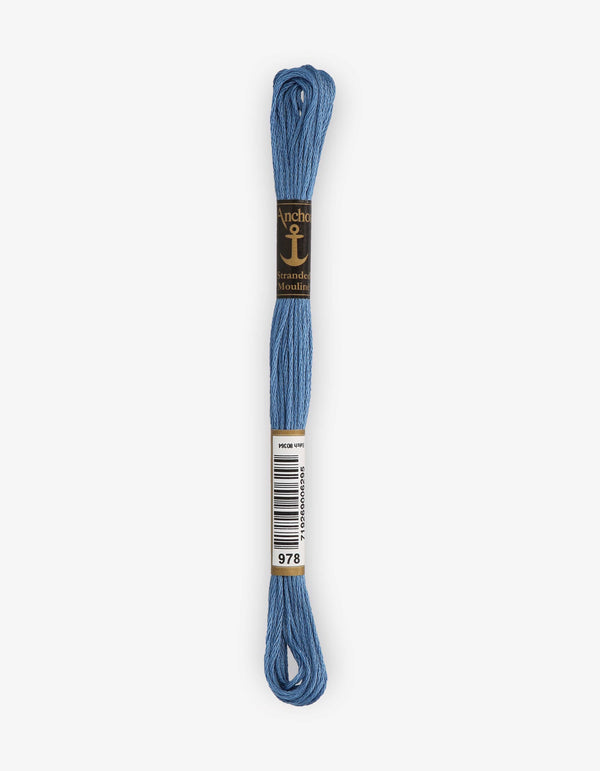 Anchor Mouline Stranded Cotton Embroidery Thread 8m - Blue (0978)
