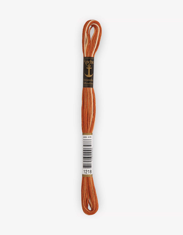 Anchor Mouline Stranded Cotton Embroidery Thread 8m - Orange (1218)