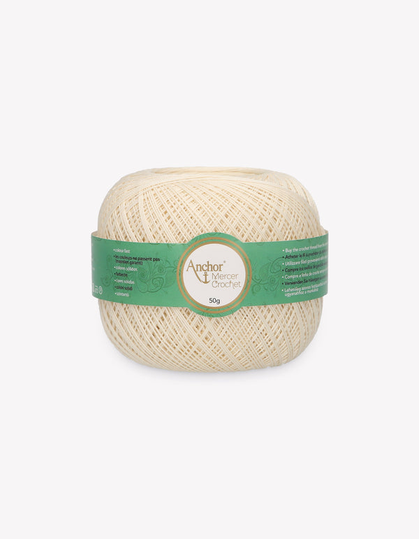 Anchor Mercer 40 Crochet Yarn 6ply 50g Ball - Cream (0926)