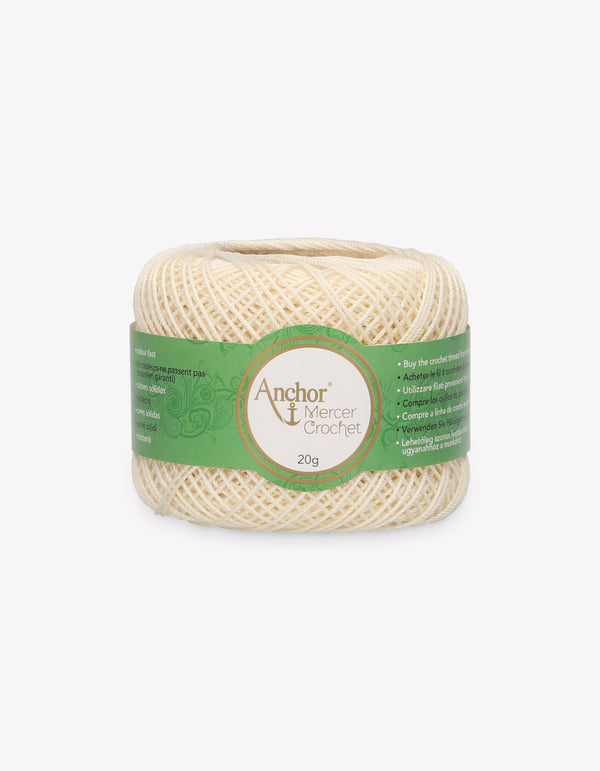 Anchor Mercer 60 Crochet Yarn 6ply 20g Ball - Cream (0926)