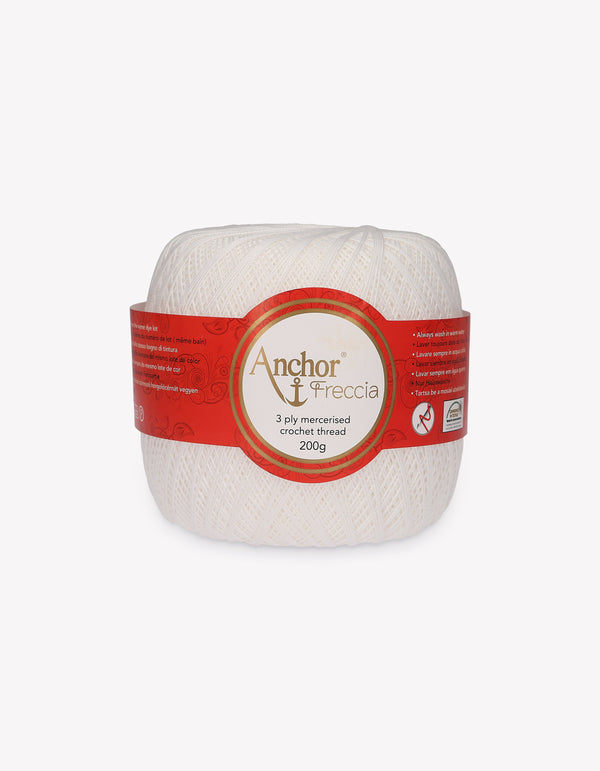 Anchor Freccia 12 Crochet Yarn 3ply 200g Ball - White (7901)