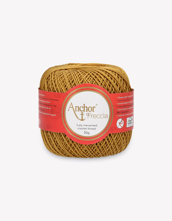 Anchor Freccia 6 Crochet Yarn  3ply 50g Ball - Dark Gold (0907)