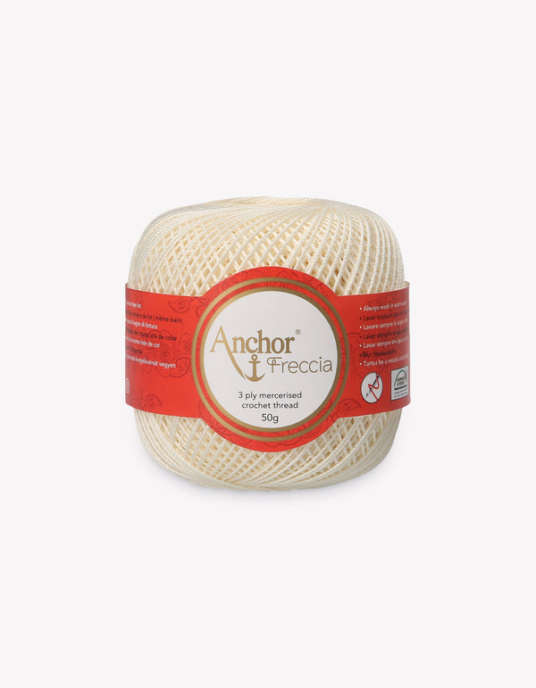 Anchor Freccia 8 Crochet Yarn 3ply 50g Ball - Cream (6650)