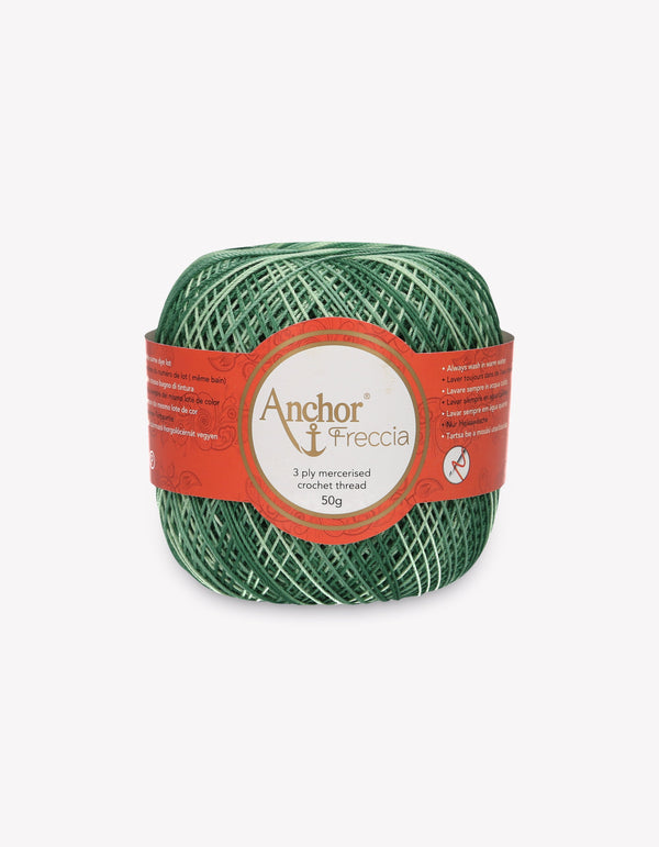 Anchor Freccia 12 Multicolour Crochet Yarn 3ply 50g Ball - Green (9432)