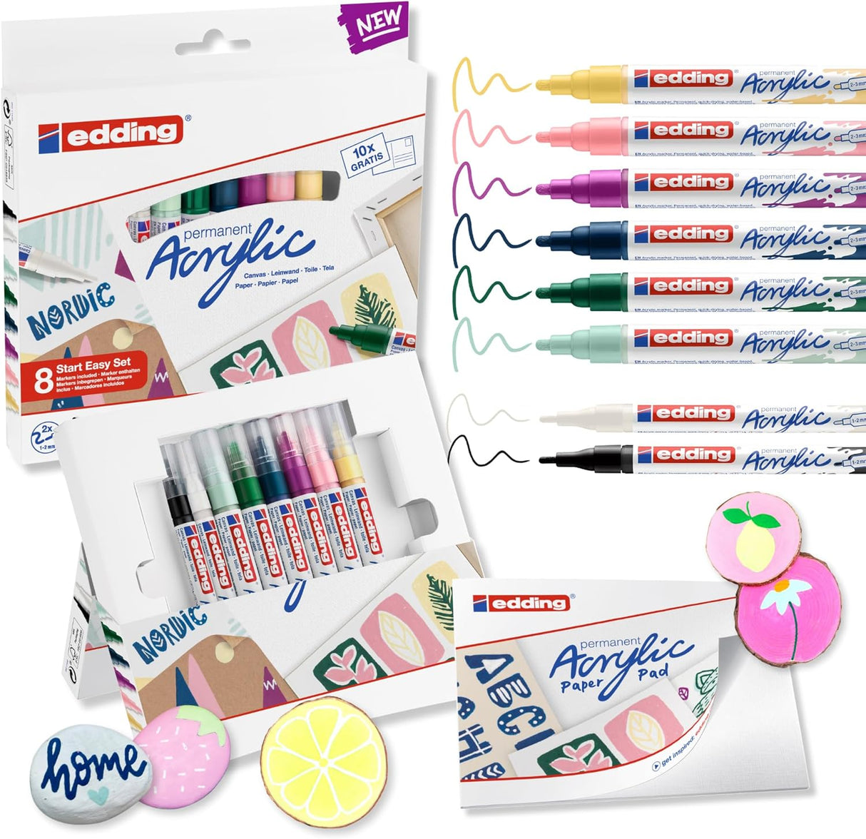 Edding 8S Acrylic Marker Pen Easy Starter Set Nordic