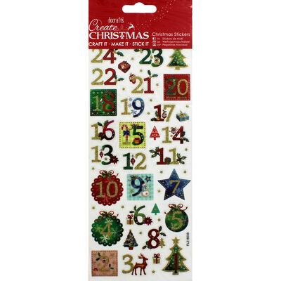 Create Christmas Stickers - Holly Advent Numbers