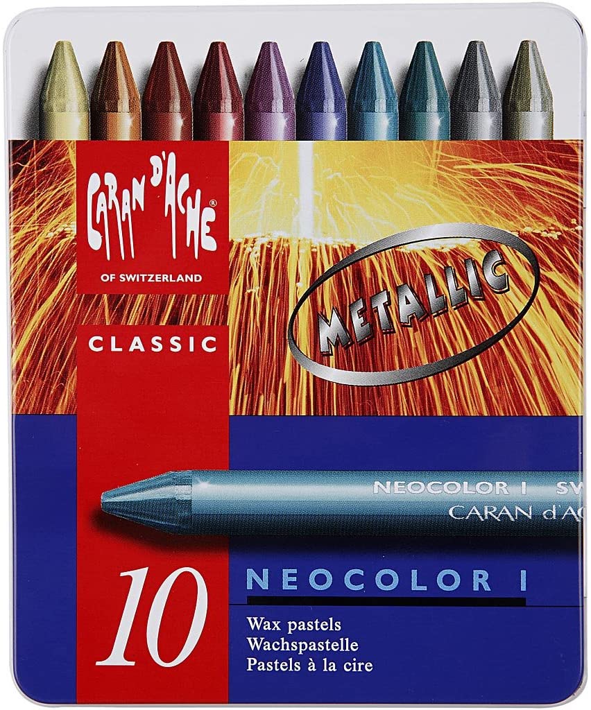 Caran D'Ache Neocolor I Wax Pastels Metallic (Tin of 10)