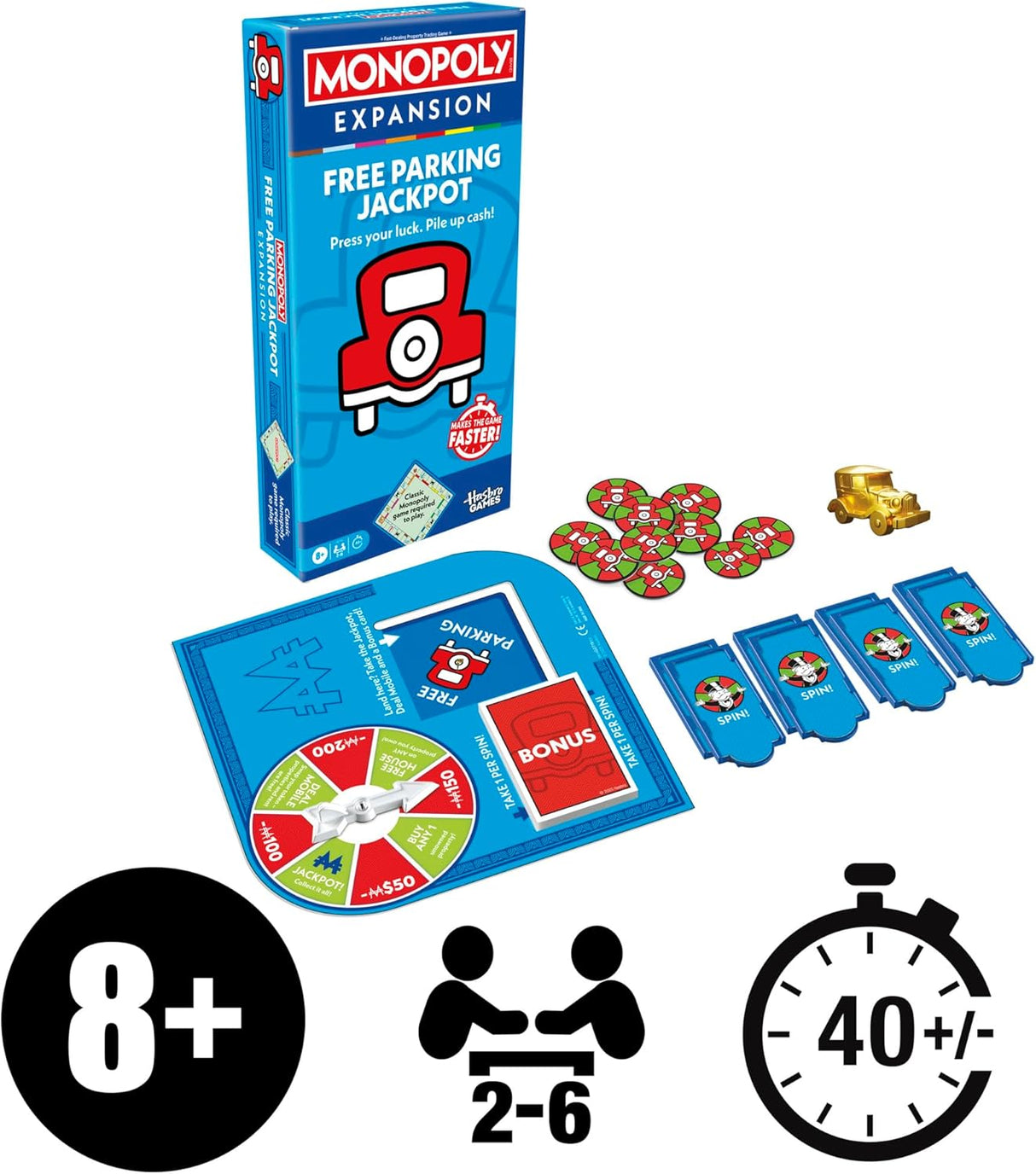 Hasbro Monopoly Free Parking Jackpot Expansion for Classic Board Game