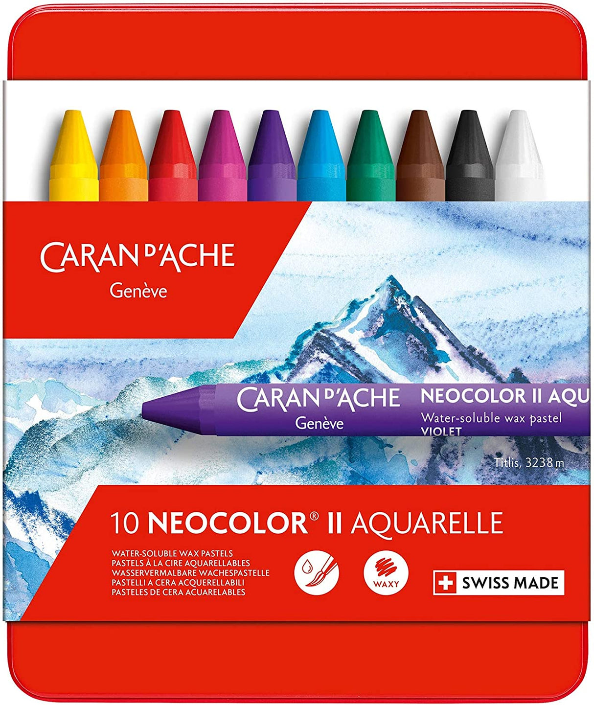 Caran D'Ache Neocolor II Aquarelle Wax Pastels (Tin of 10)